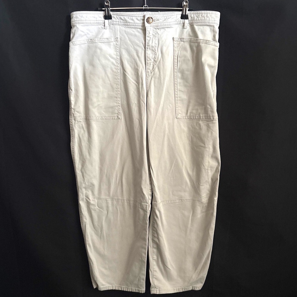 Loft Utility Pants 14 Khaki Gorpcore Minimalist Patch Pocket Straight Wide Leg